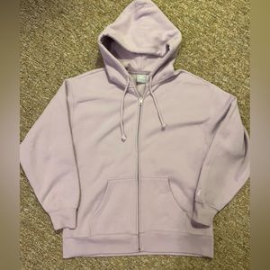 Aritzia Cozy Fleece Boyfriend Zip-up Hoodie, Size 2, Frosted Lavender